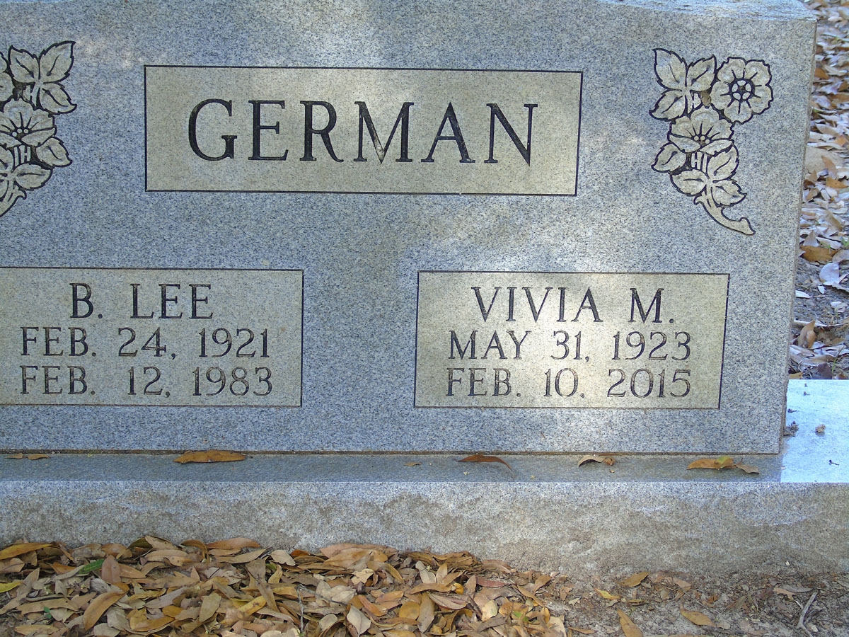 Headstone for German, B. Lee